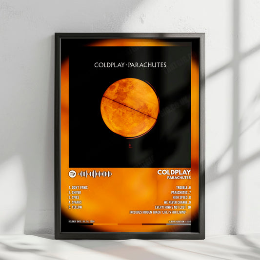 Coldplay "Parachutes" Album Cover Poster - with Complete Tracklist