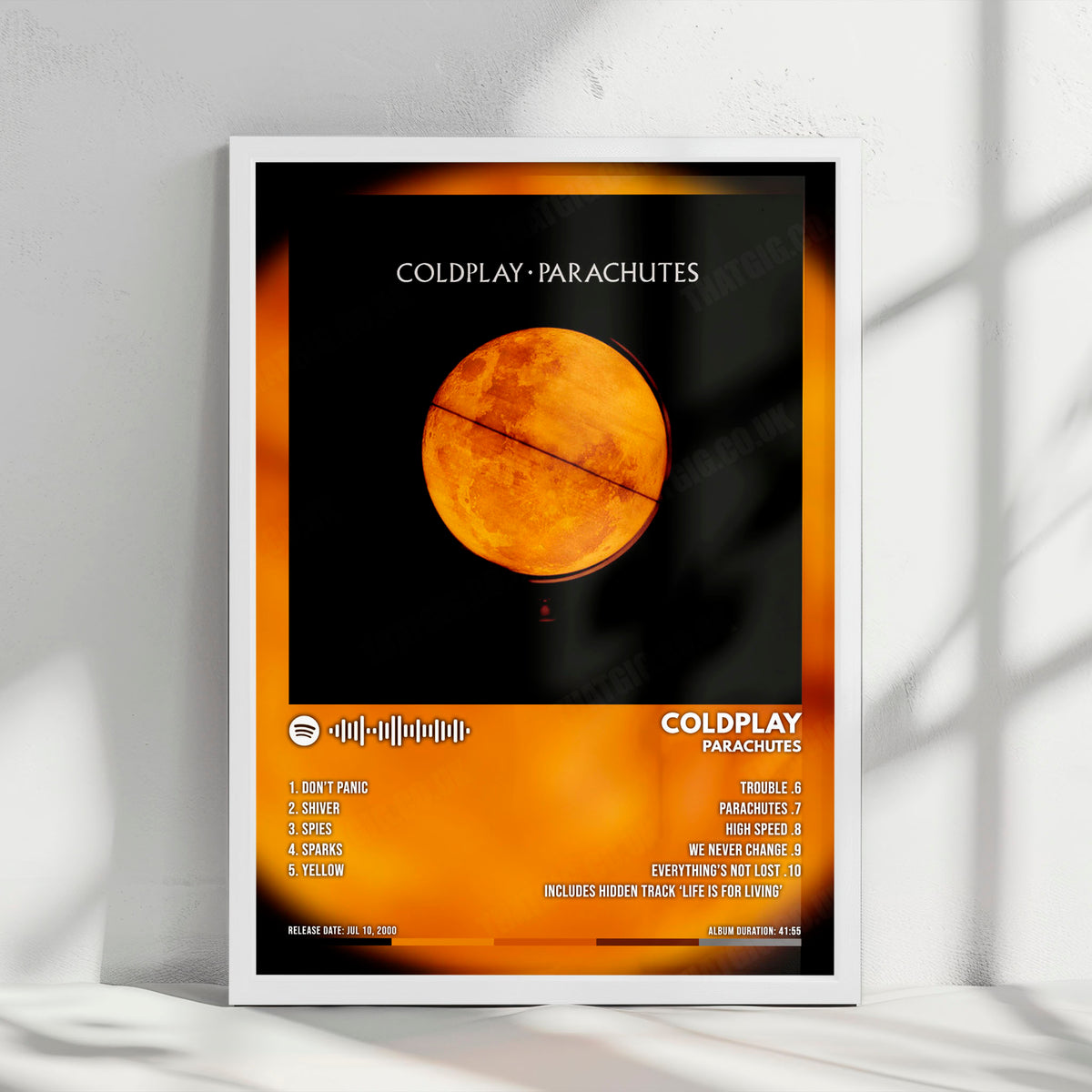 Coldplay "Parachutes" Album Cover Poster - with Complete Tracklist