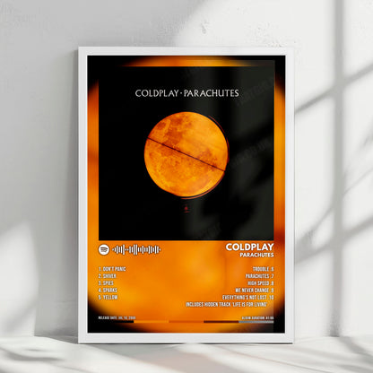 Coldplay "Parachutes" Album Cover Poster - with Complete Tracklist
