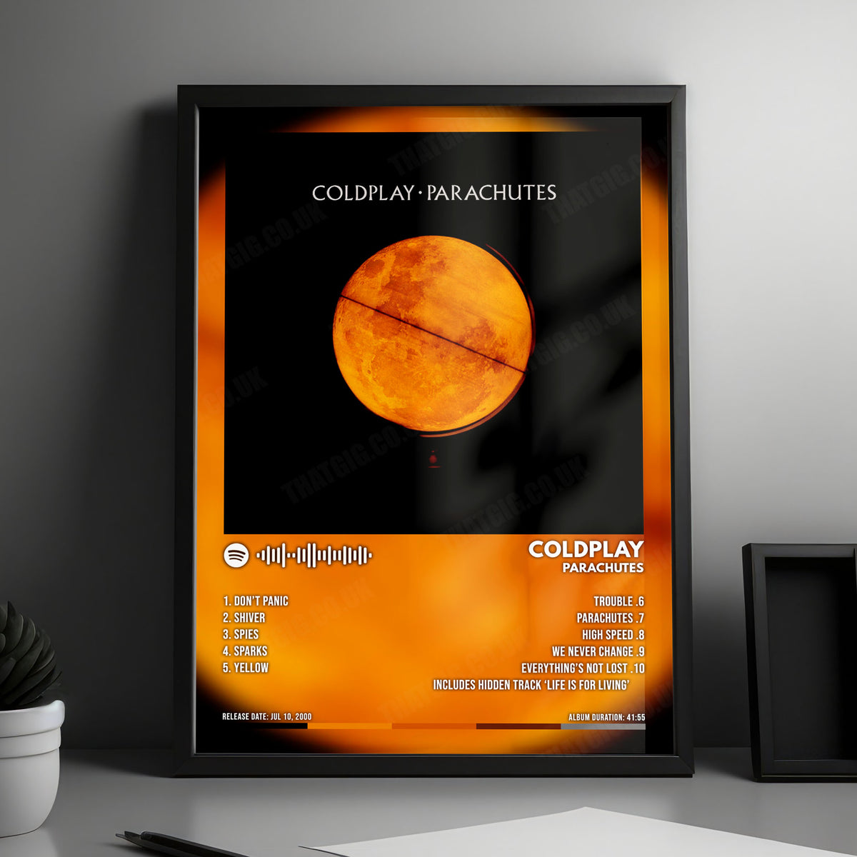 Coldplay "Parachutes" Album Cover Poster - with Complete Tracklist