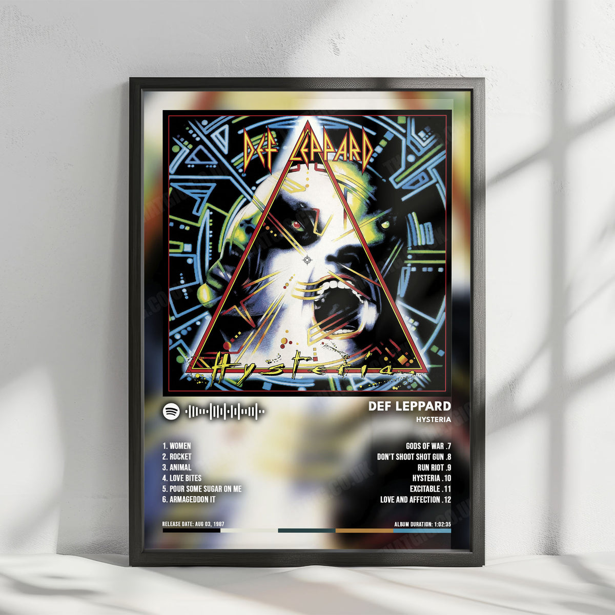 Def Leppard "Hysteria" Album Cover Poster - with Complete Tracklist