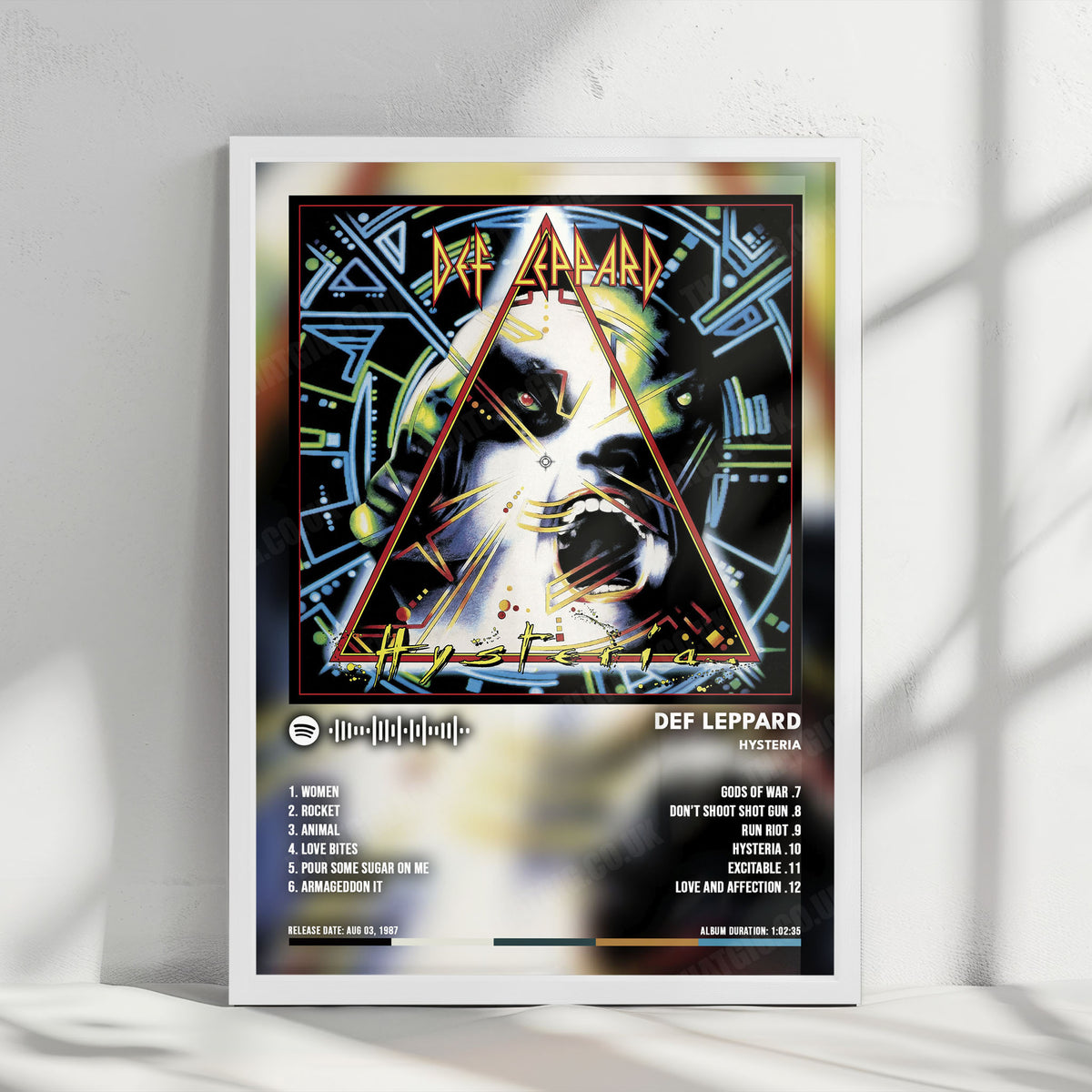 Def Leppard "Hysteria" Album Cover Poster - with Complete Tracklist
