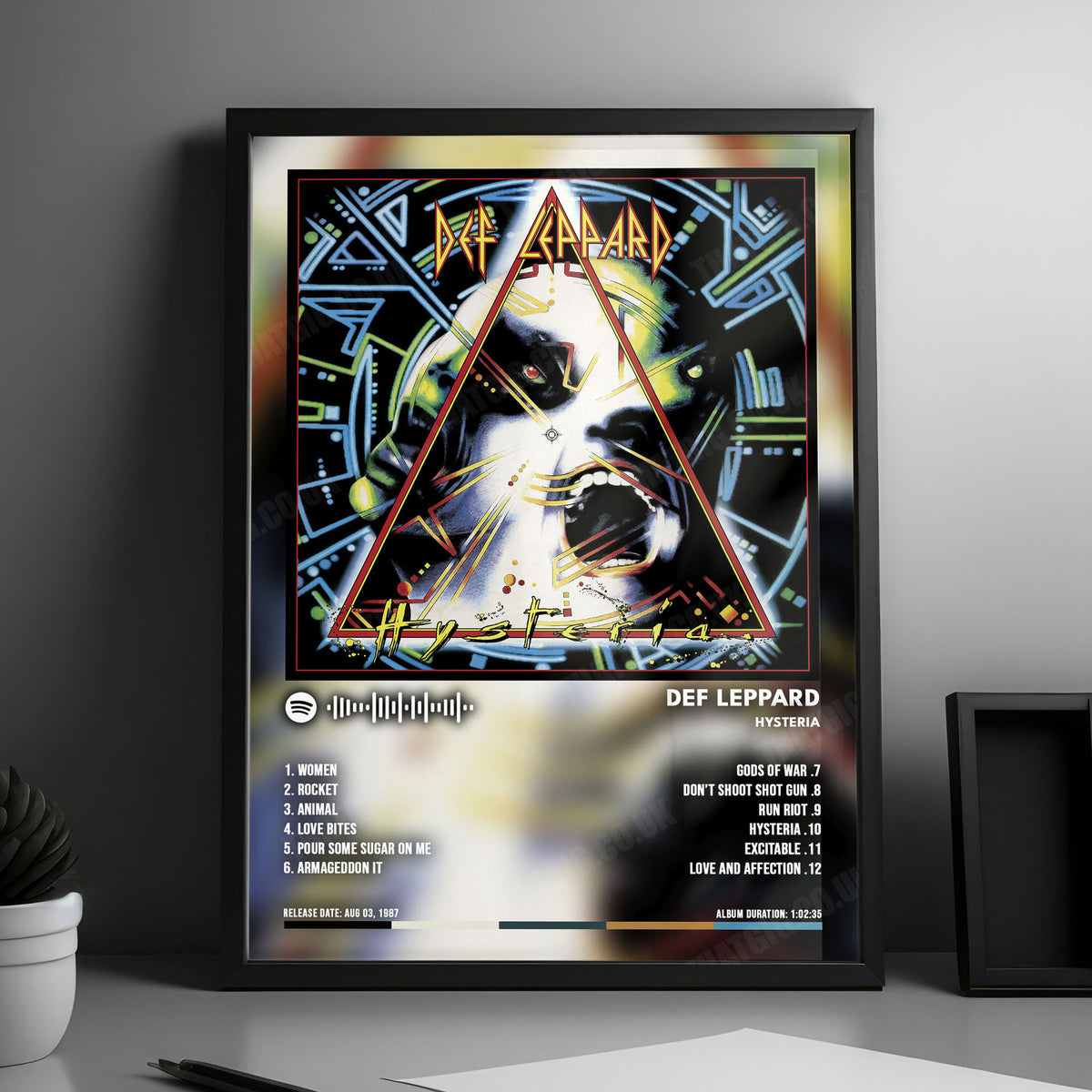 Def Leppard "Hysteria" Album Cover Poster - with Complete Tracklist