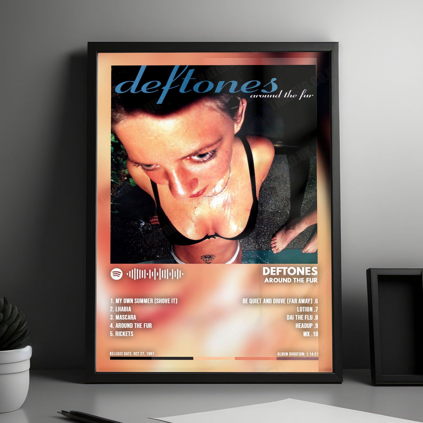 Deftones "Around the Fur " Album Cover Poster - with Complete Tracklist