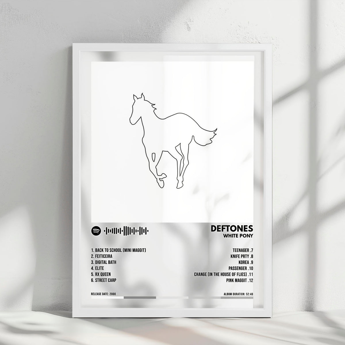 Deftones "White Pony " Album Cover Poster - with Complete Tracklist