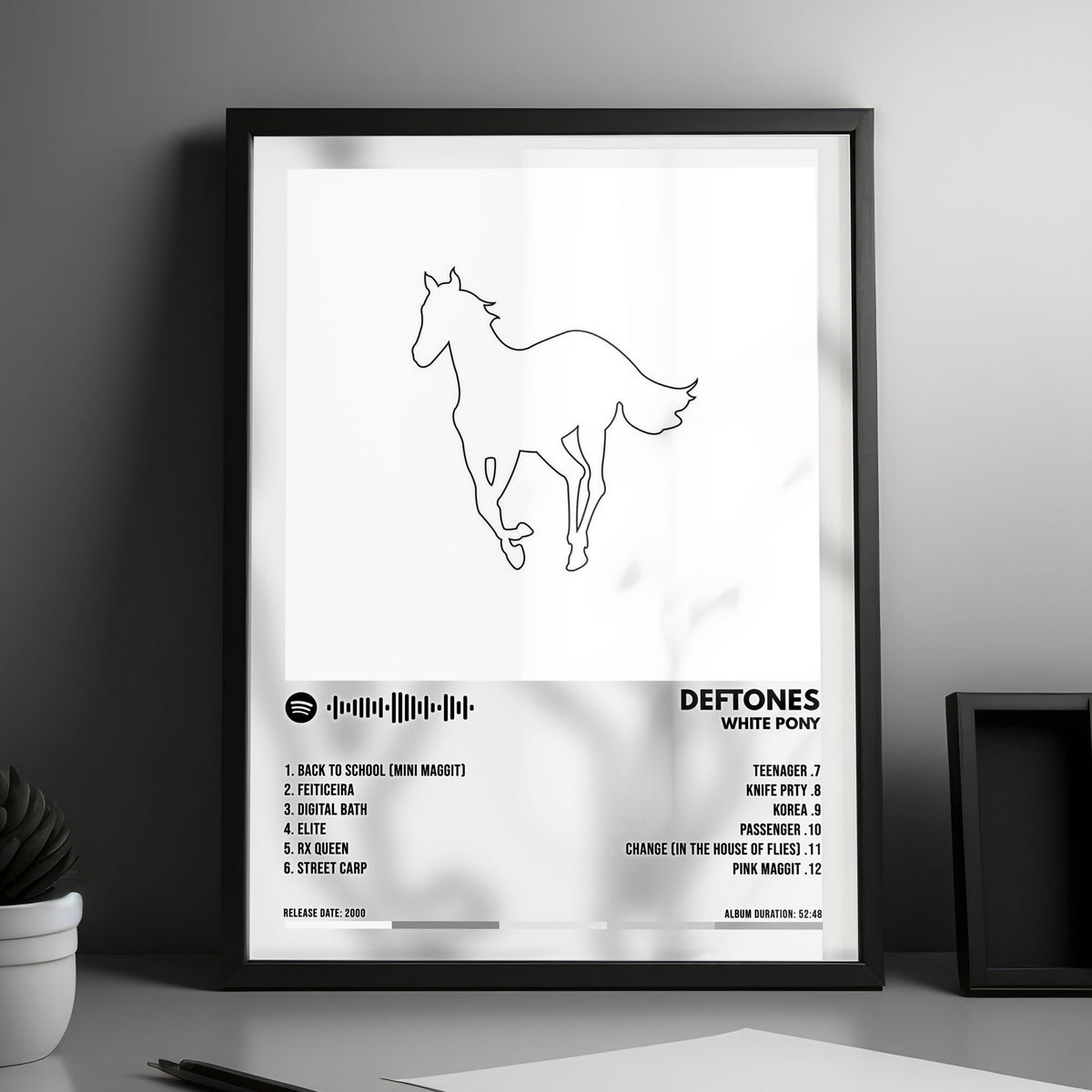 Deftones "White Pony " Album Cover Poster - with Complete Tracklist