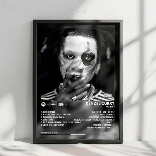 Denzel Curry "TA13OO" Album Cover Poster - with Complete Tracklist
