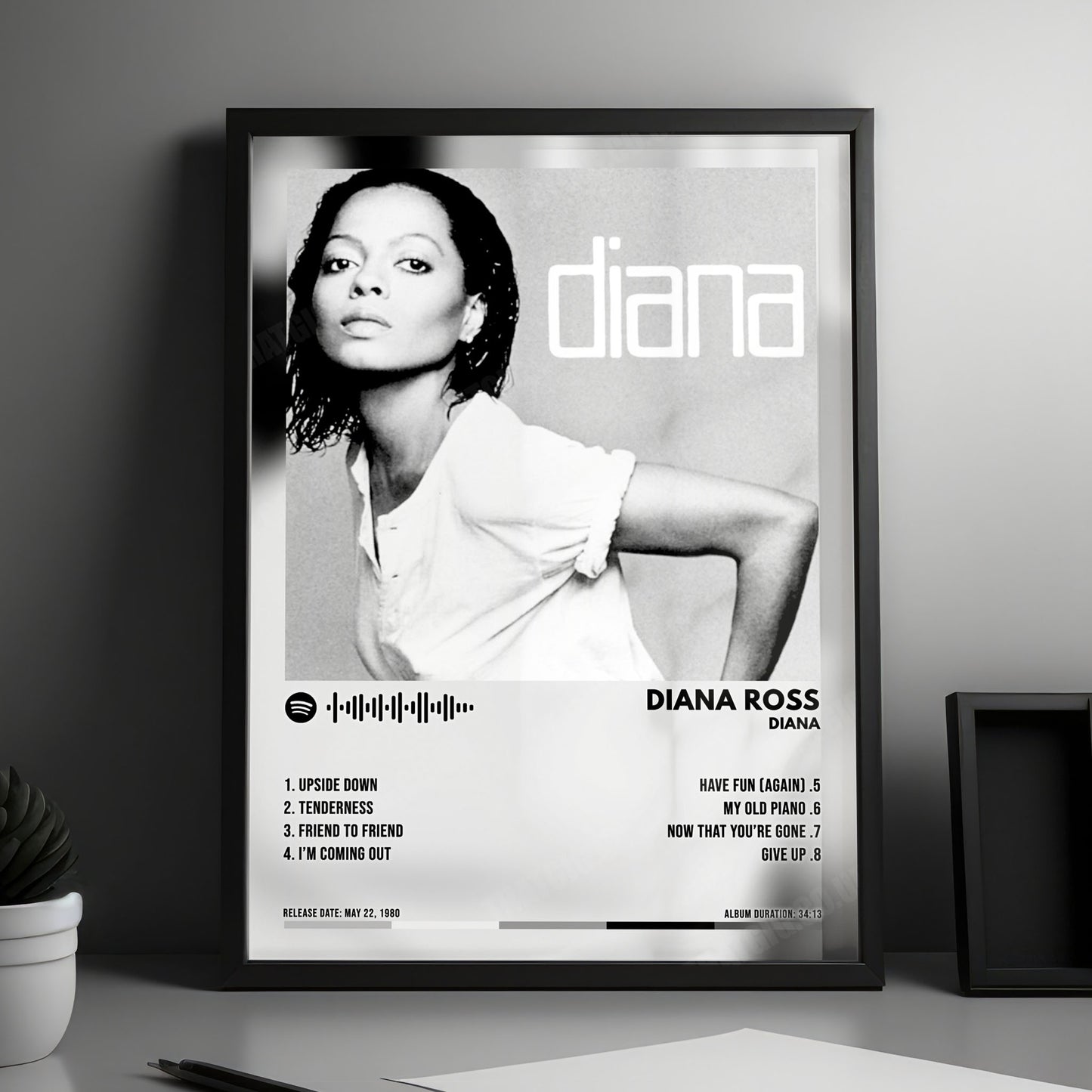Diana Ross "Diana" Album Cover Poster - with Complete Tracklist