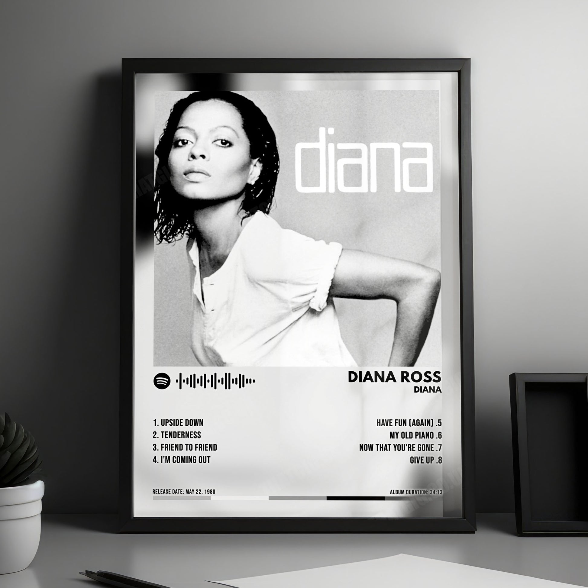 Diana Ross "Diana" Album Cover Poster - with Complete Tracklist
