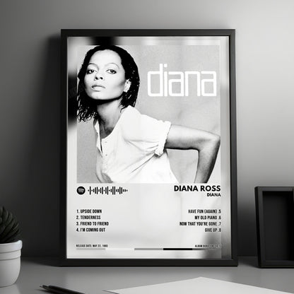 Diana Ross "Diana" Album Cover Poster - with Complete Tracklist