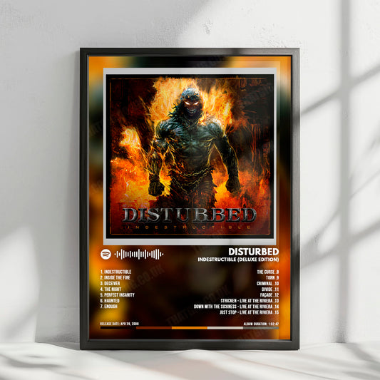 Disturbed "Indestructible " Album Cover Poster - with Complete Tracklist