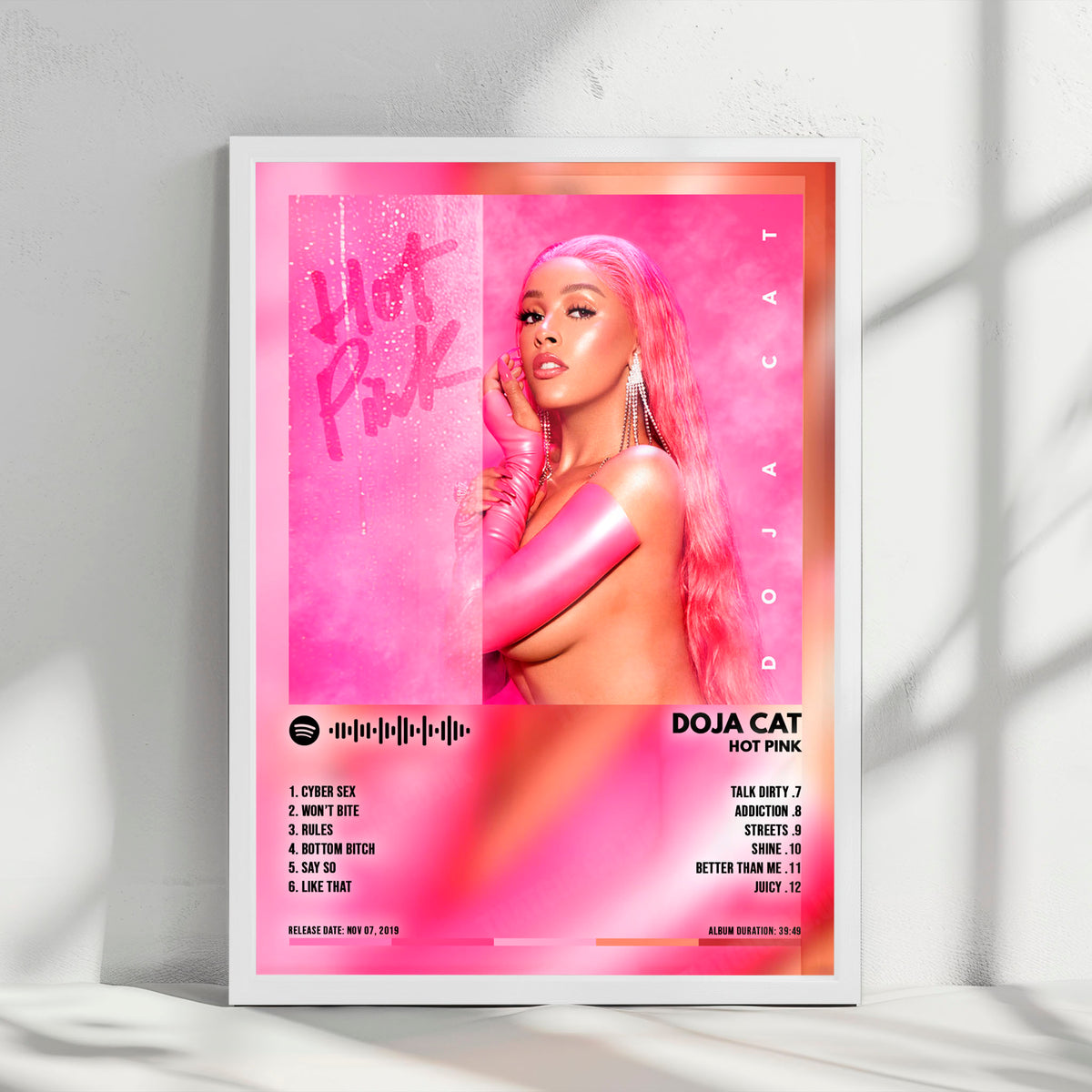 Doja Cat "Hot Pink" Album Cover Poster - with Complete Tracklist