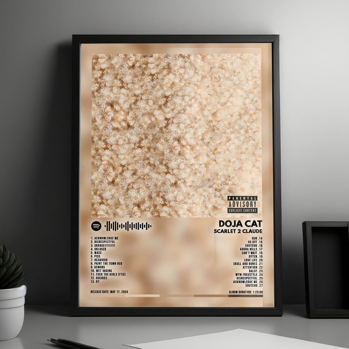 Doja Cat "Scarlet 2 CLAUDE" Album Cover Poster - with Complete Tracklist