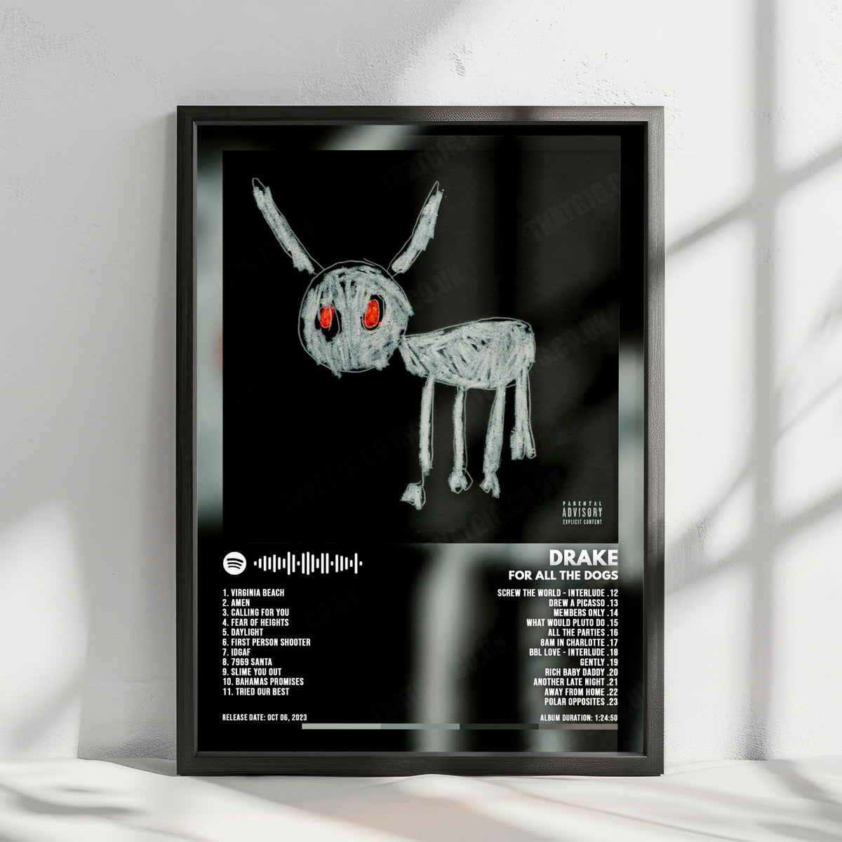 Drake "For All The Dogs" Album Cover Poster - with Complete Tracklist