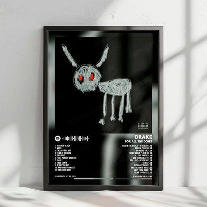 Drake "For All The Dogs" Album Cover Poster - with Complete Tracklist