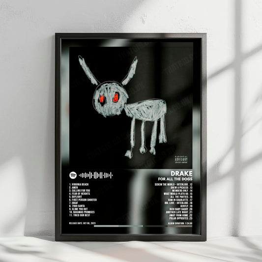 Drake "For All The Dogs" Album Cover Poster - with Complete Tracklist