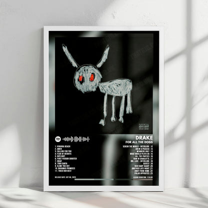 Drake "For All The Dogs" Album Cover Poster - with Complete Tracklist