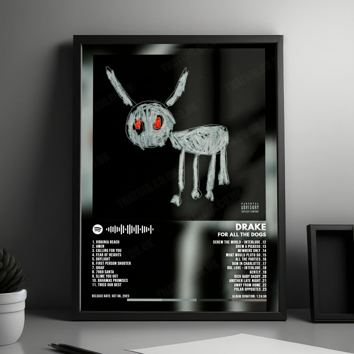 Drake "For All The Dogs" Album Cover Poster - with Complete Tracklist