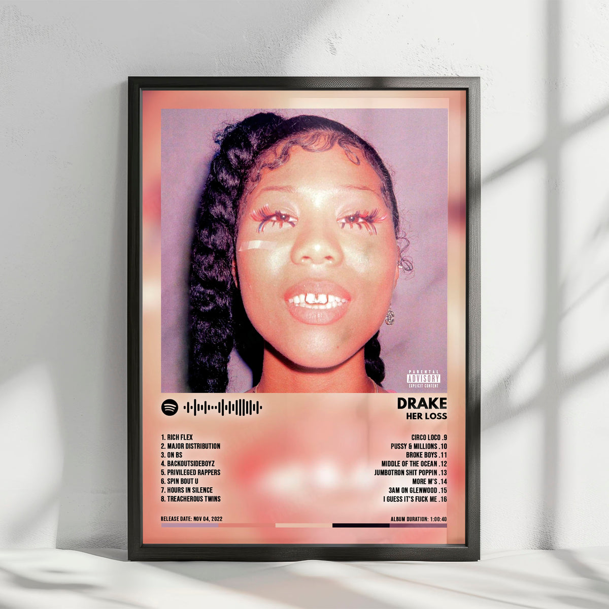 Drake "Her Loss" Album Cover Poster - with Complete Tracklist