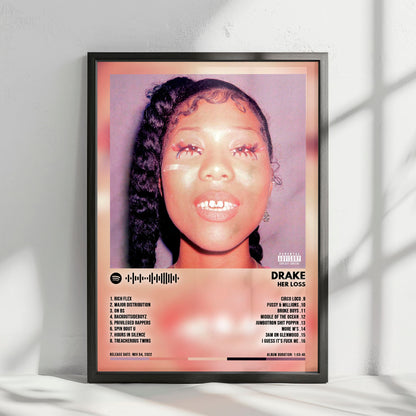 Drake "Her Loss" Album Cover Poster - with Complete Tracklist