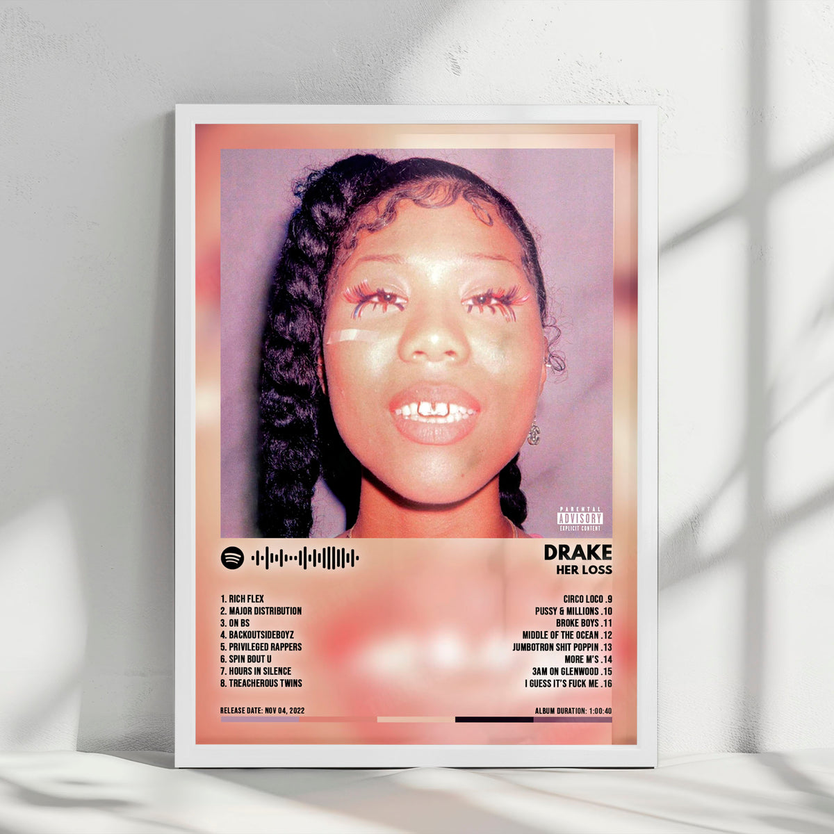 Drake "Her Loss" Album Cover Poster - with Complete Tracklist