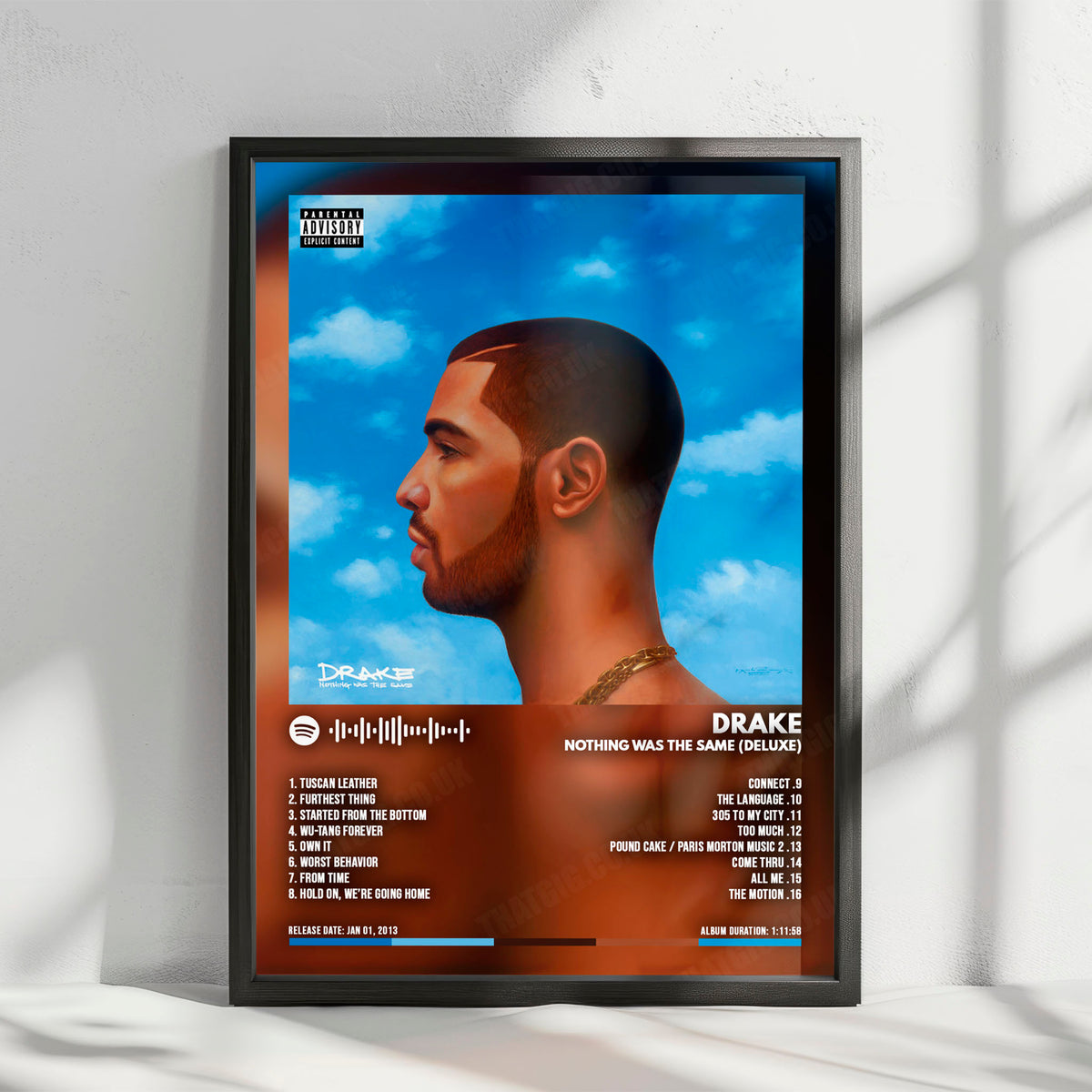 Drake "Nothing Was The Same (Deluxe)" Album Cover Poster - with Complete Tracklist