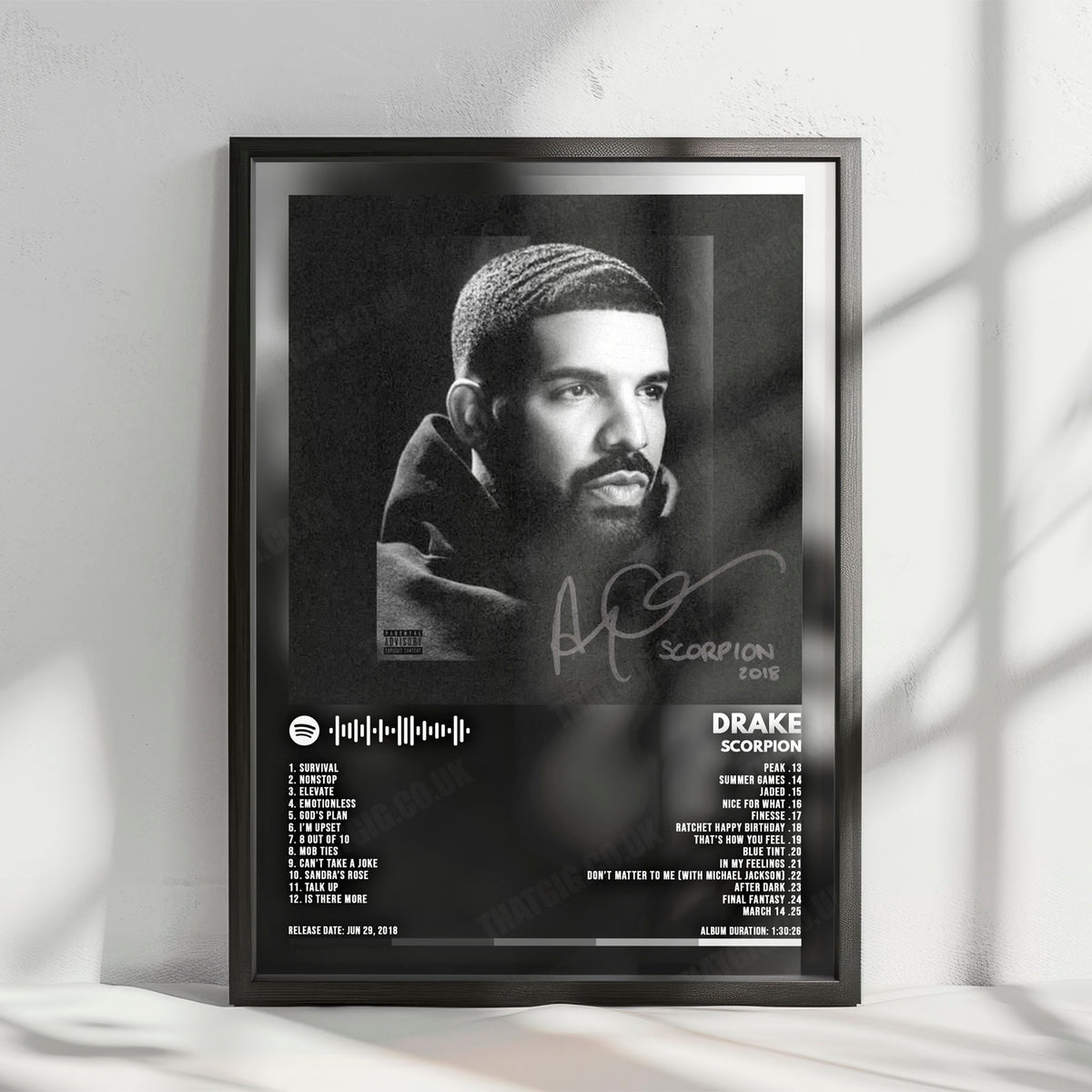 Drake "Scorpion" Album Cover Poster - with Complete Tracklist