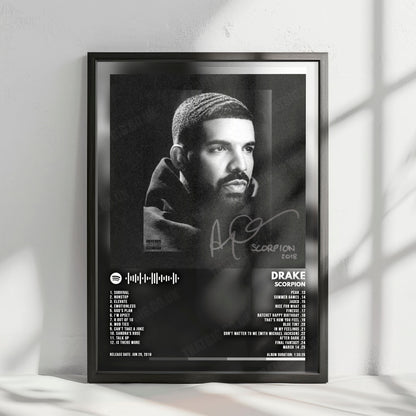 Drake "Scorpion" Album Cover Poster - with Complete Tracklist