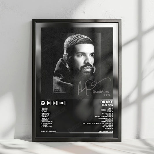 Drake "Scorpion" Album Cover Poster - with Complete Tracklist