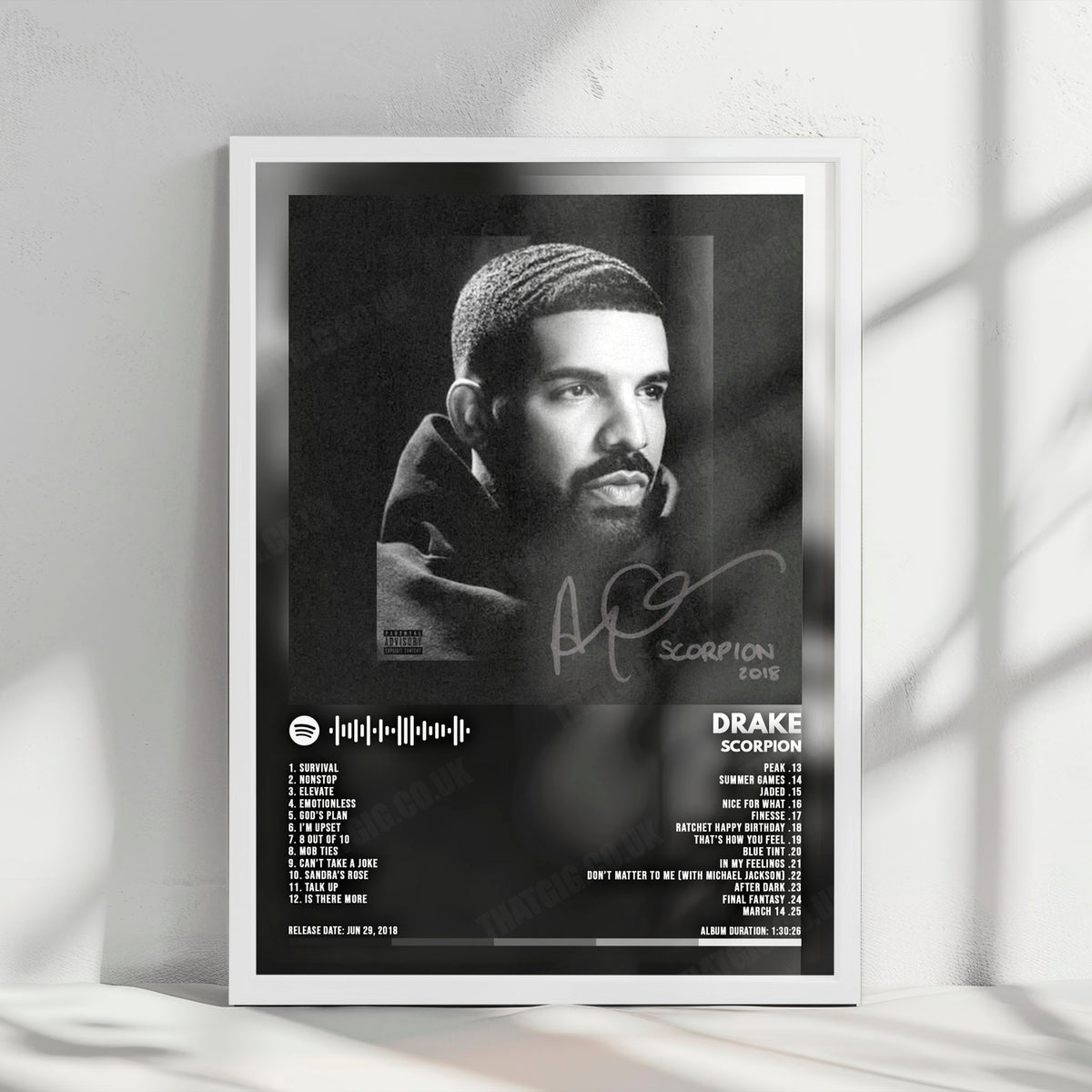 Drake "Scorpion" Album Cover Poster - with Complete Tracklist