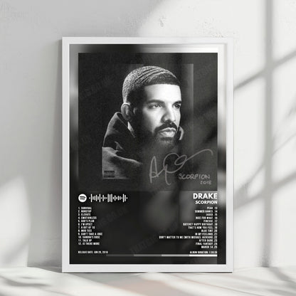 Drake "Scorpion" Album Cover Poster - with Complete Tracklist