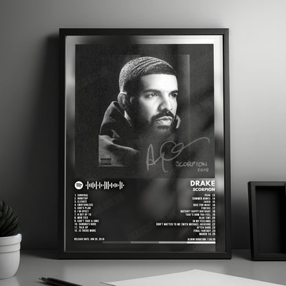 Drake "Scorpion" Album Cover Poster - with Complete Tracklist