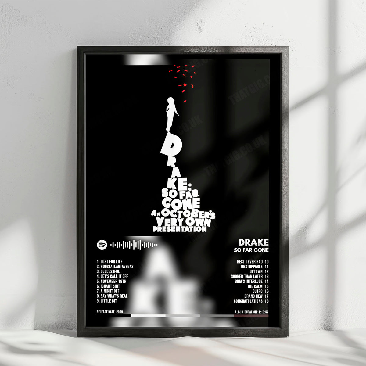 Drake "So Far Gone" Album Cover Poster - with Complete Tracklist