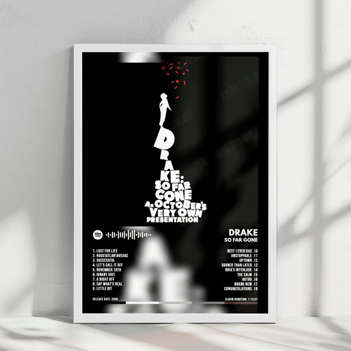 Drake "So Far Gone" Album Cover Poster - with Complete Tracklist