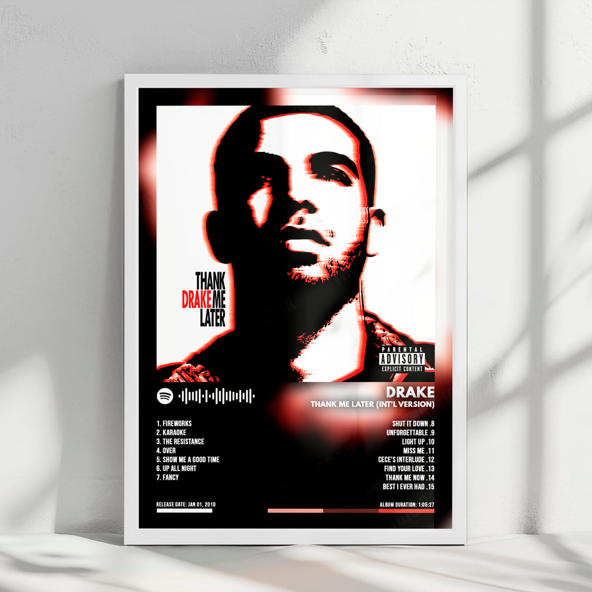 Drake "Thank Me Later (Int'l Version)" Album Cover Poster - with Complete Tracklist
