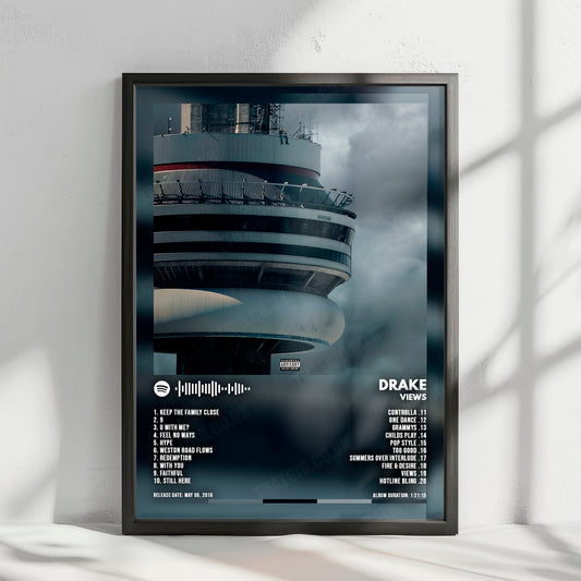 Drake "Views" Album Cover Poster - with Complete Tracklist