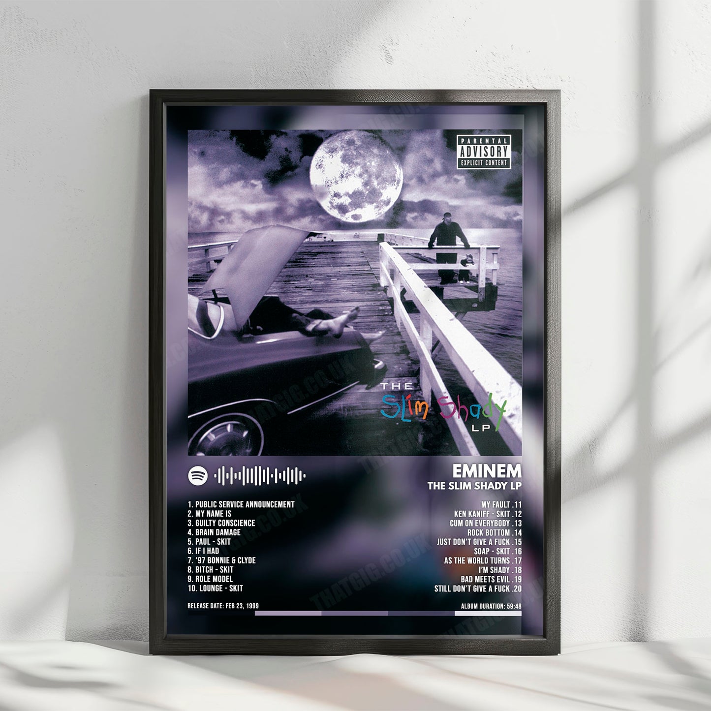 Eminem "The Slim Shady LP" Album Cover Poster - with Complete Tracklist