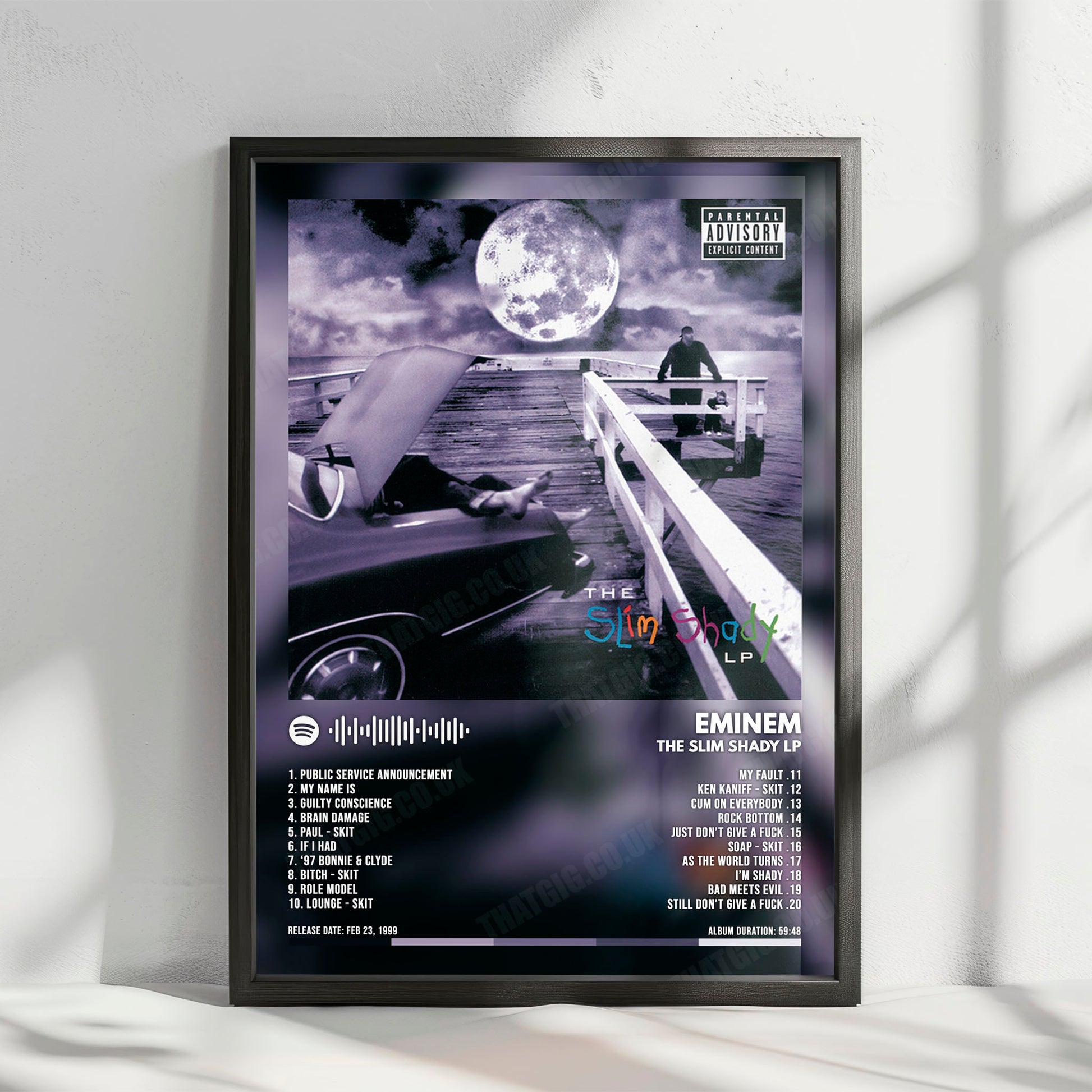 Eminem "The Slim Shady LP" Album Cover Poster - with Complete Tracklist