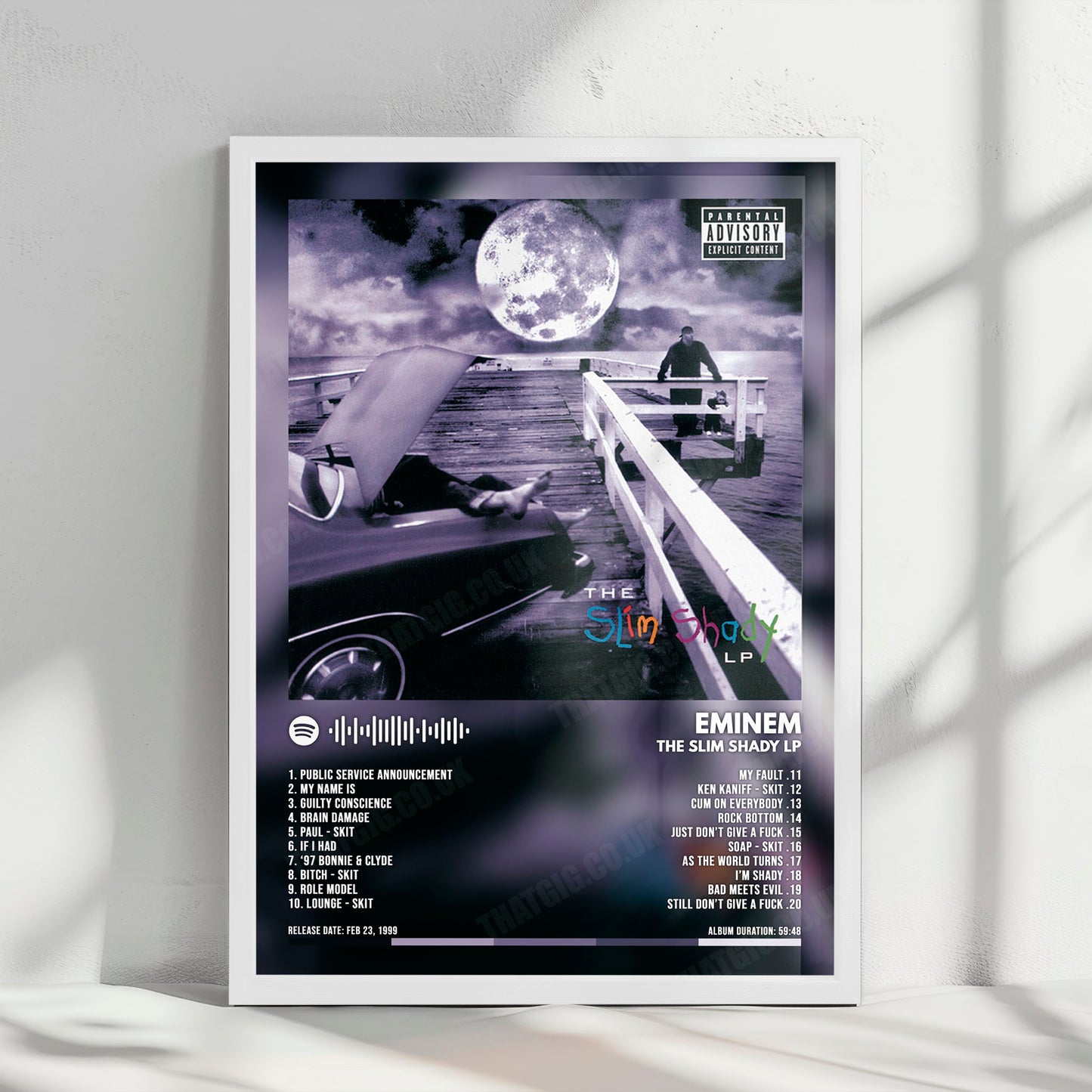 Eminem "The Slim Shady LP" Album Cover Poster - with Complete Tracklist