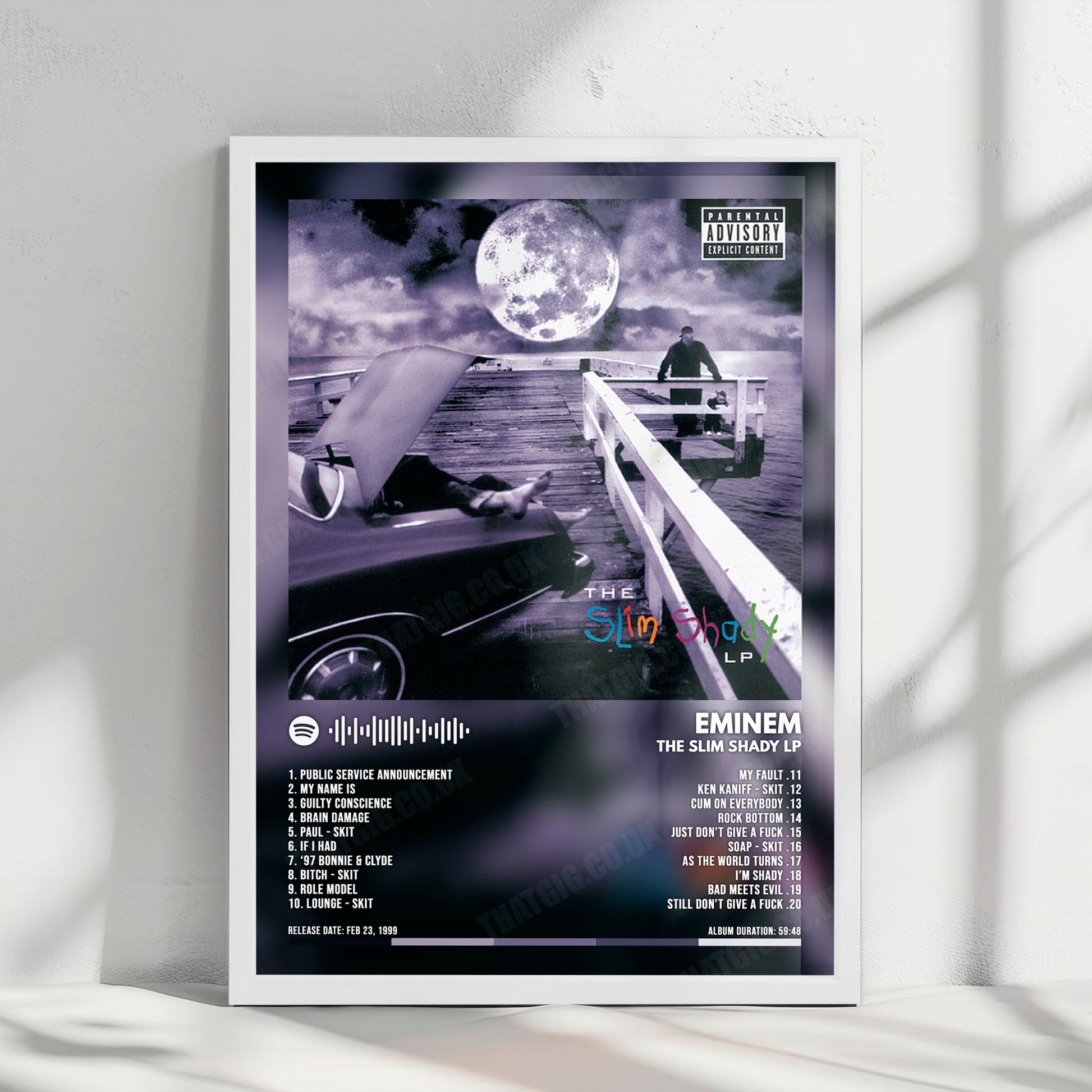 Eminem "The Slim Shady LP" Album Cover Poster - with Complete Tracklist