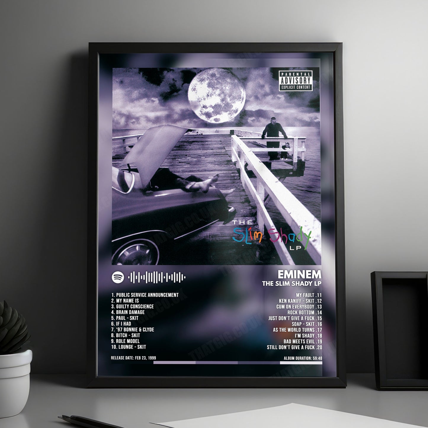 Eminem "The Slim Shady LP" Album Cover Poster - with Complete Tracklist