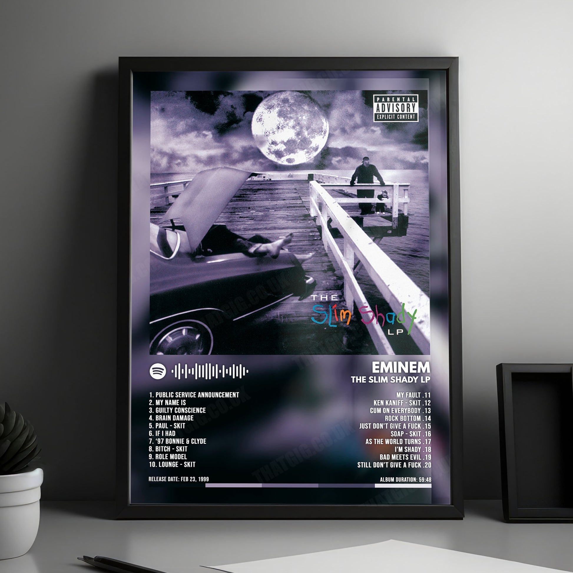 Eminem "The Slim Shady LP" Album Cover Poster - with Complete Tracklist