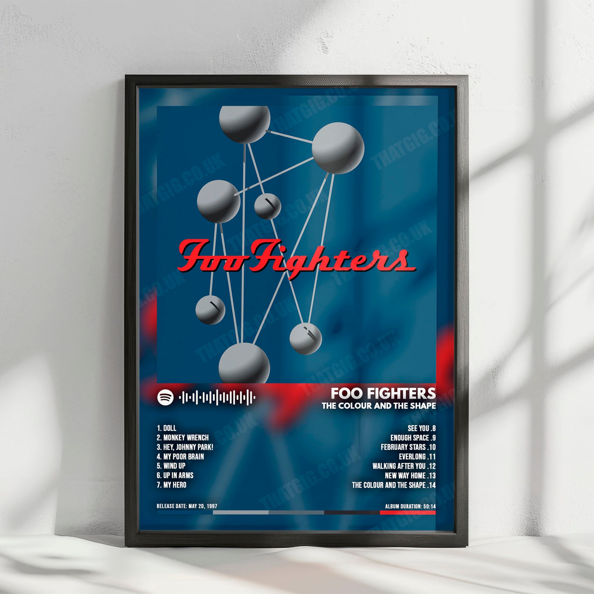 Foo Fighters "The Colour and the Shape" Album Cover Poster - with Complete Tracklist