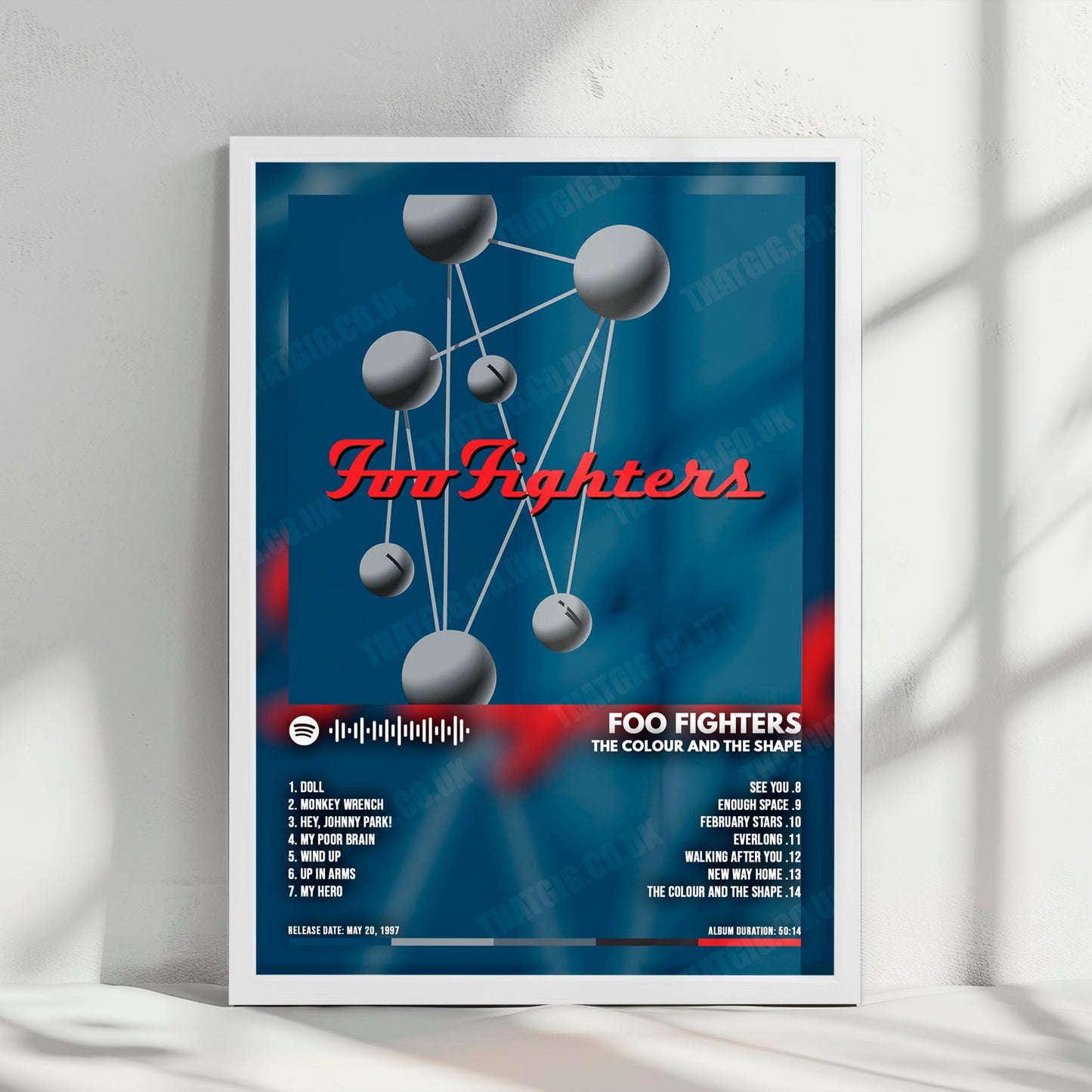 Foo Fighters "The Colour and the Shape" Album Cover Poster - with Complete Tracklist