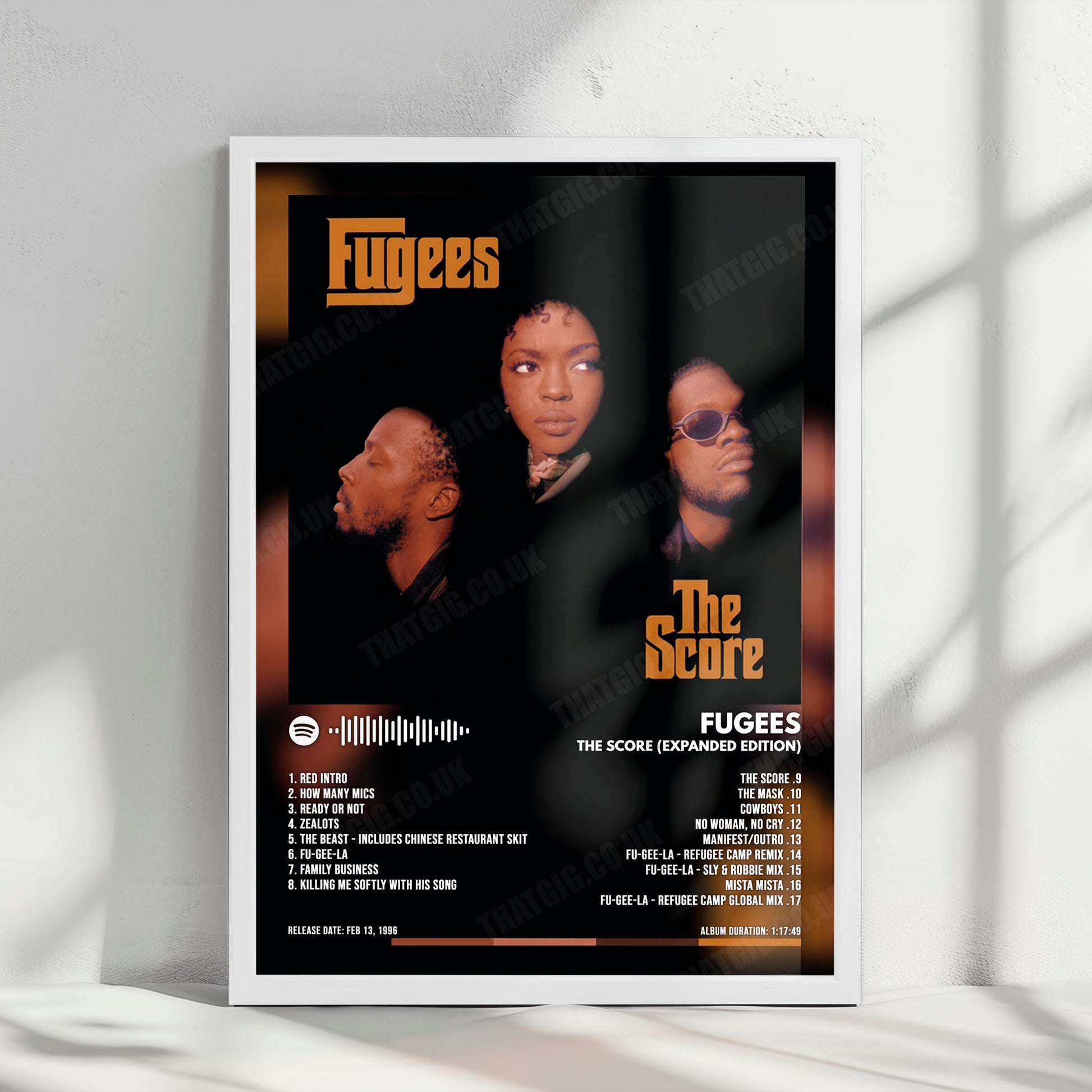 Fugees "The Score" Album Cover Poster - with Complete Tracklist