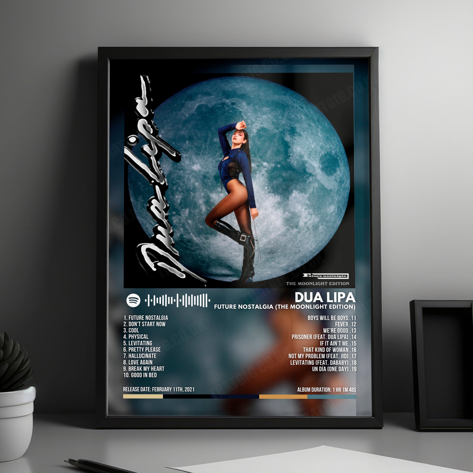 Dua Lipa "Future Nostalgia: The Moonlight Edition" Album Cover Poster - with Complete Tracklist