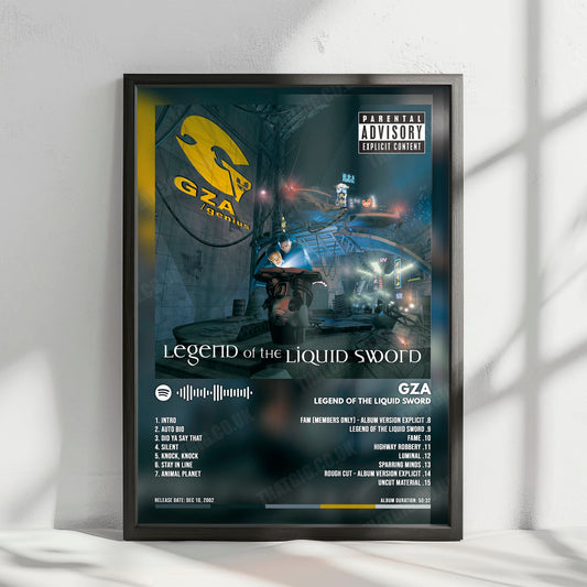 GZA "Legend of the Liquid Sword" Album Cover Poster - with Complete Tracklist