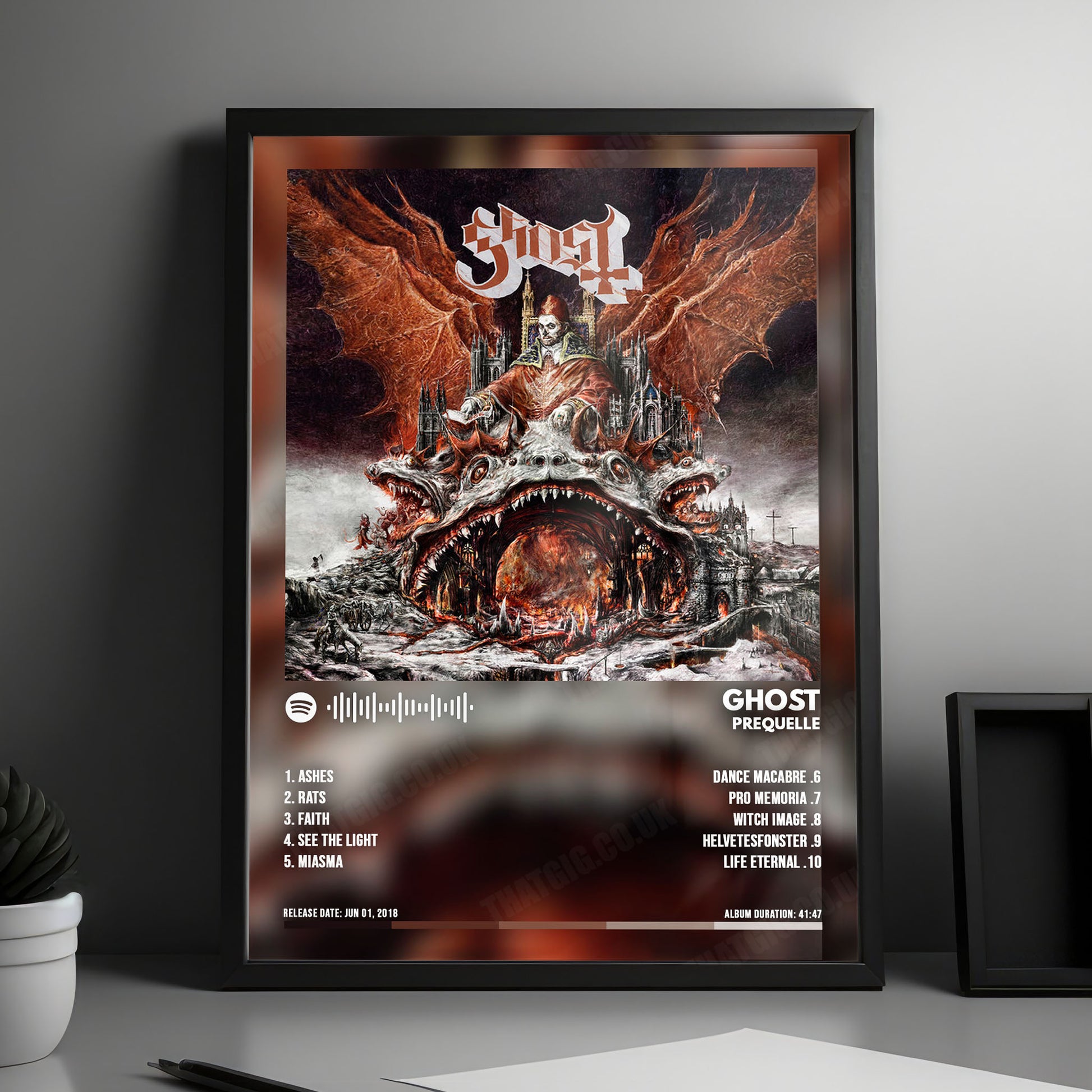 Ghost "Prequelle " Album Cover Poster - with Complete Tracklist