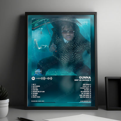 Gunna "Drip or Drown 2" Album Cover Poster - with Complete Tracklist