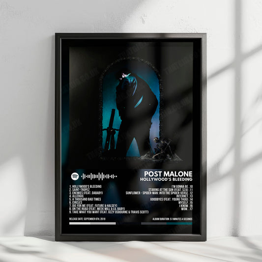 Post Malone "Hollywood's Bleeding" Album Cover Poster - with Complete Tracklist